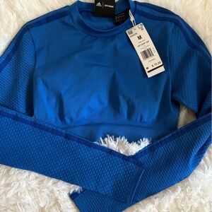 Ivy Park x Adidas Blue Long-Sleeve Avctivewear Crop Top